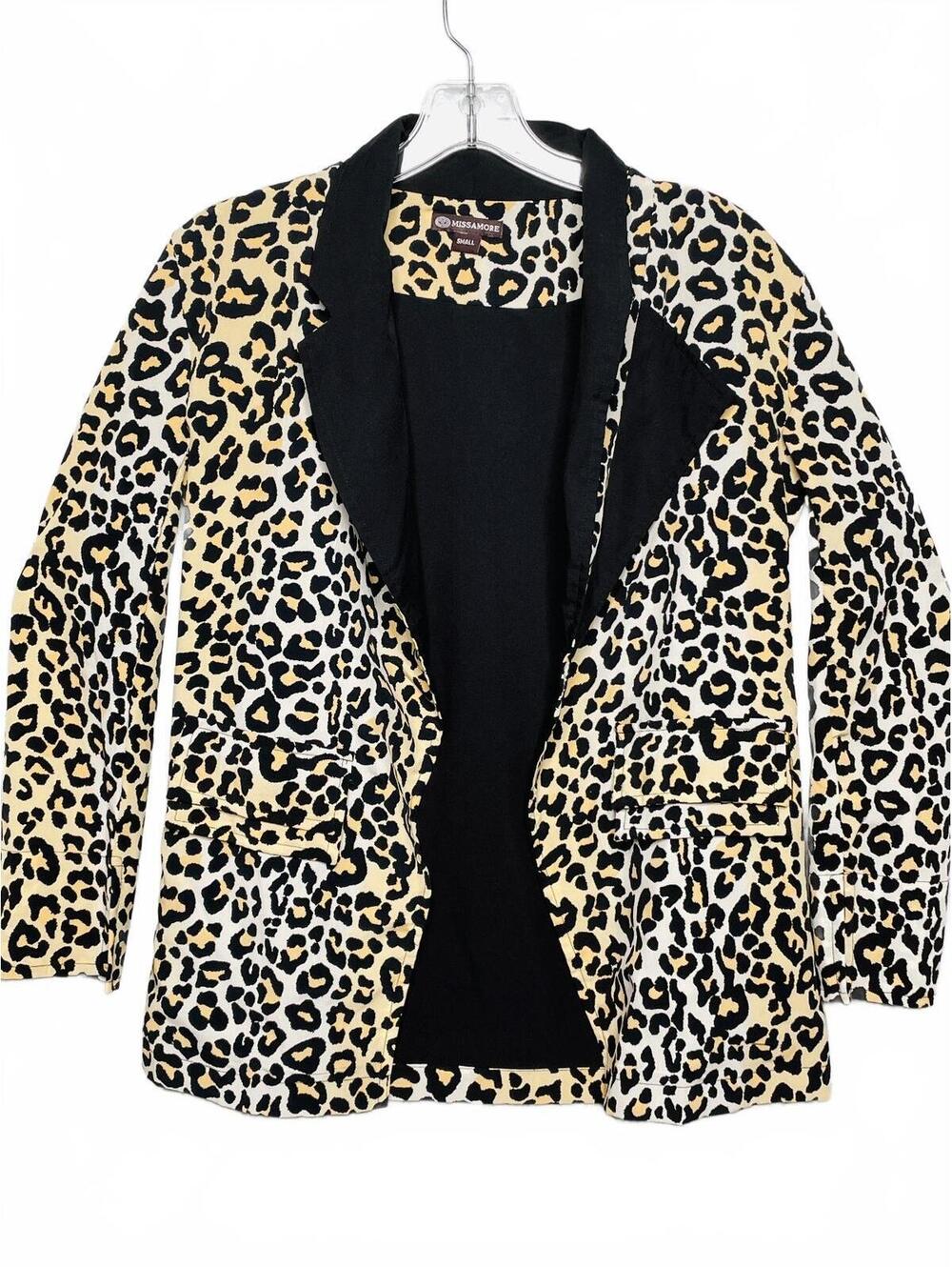 Missamore Women's Leopard Print Blazer Jacket Retro Style Sm